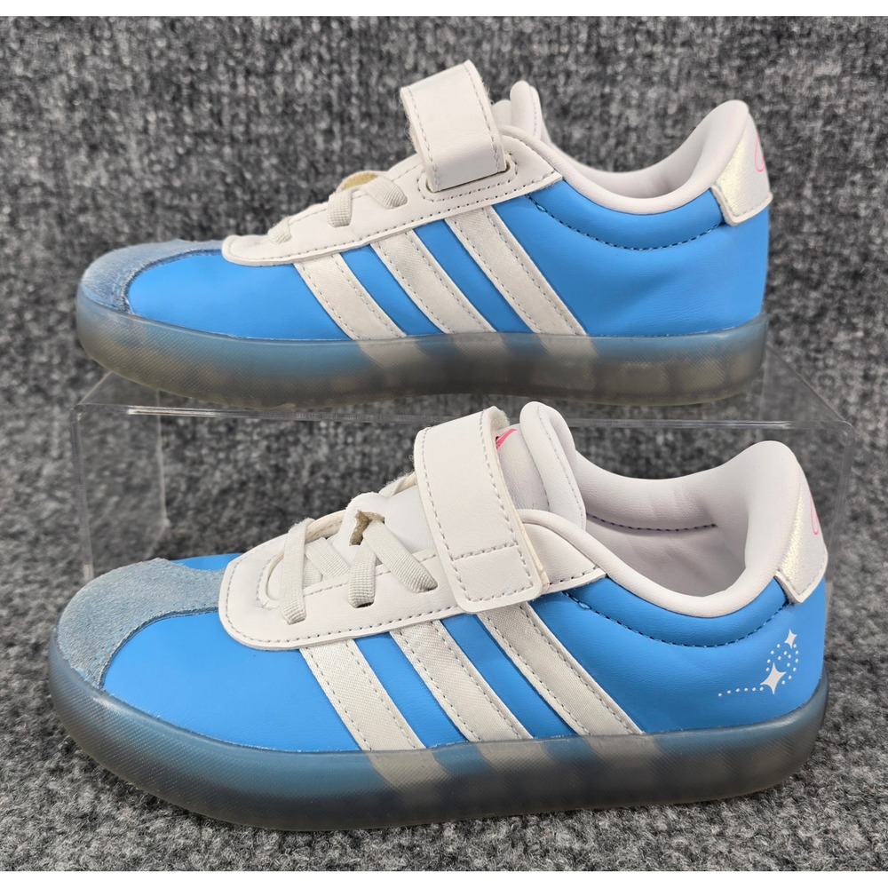 Disney x Adidas VL Court 3.0 Cinderella Sneakers Girls Sz 12K Blue Hook and Loop